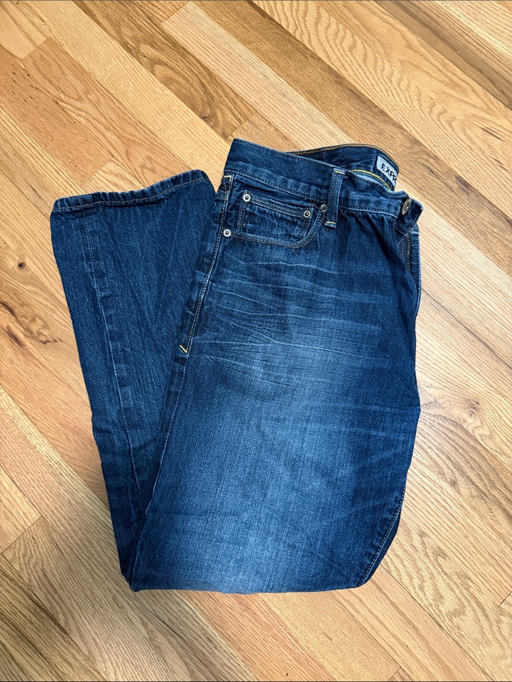 Men's Classic Straight Leg 34x30 Dark Blue Denim Jeans
